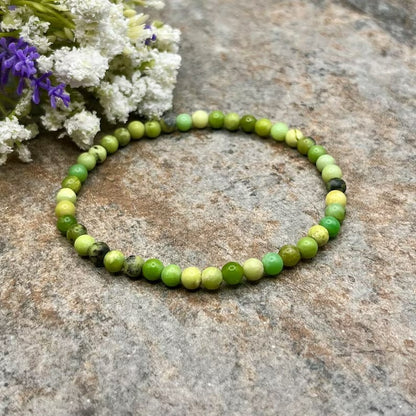 NEPHRITE JADE 4mm Gemstone Bead Healing Women Layering Stretch Lucky Bracelet