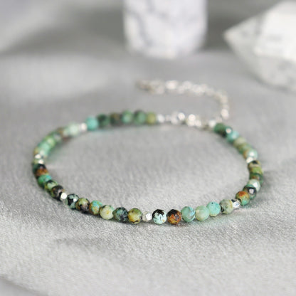 4mm Crystal Gemstone African Turquoise Beads Healing Tiny Dainty Women Bracelet