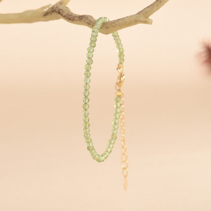 Natural Peridot Gemstone Bead Healing Reiki Minimalist Spiritual Women Bracelet