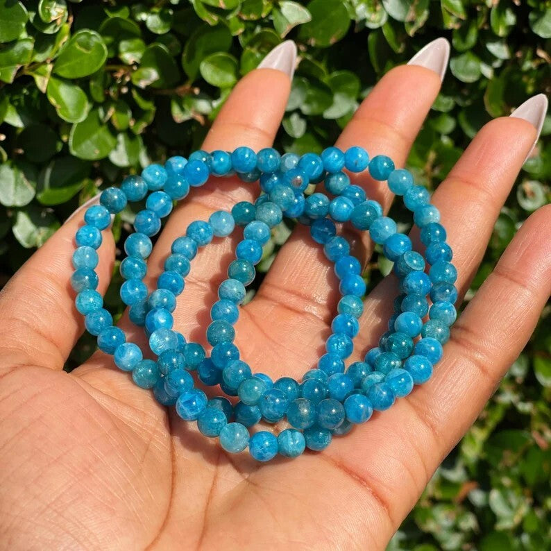 Premium Apatite 6mm Crystal Beads Healing Reiki Balance Stretch Bracelet Gift