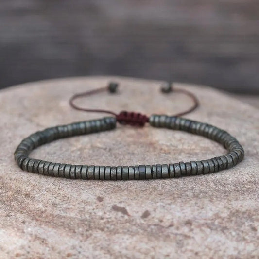 Natural Pyrite 4mm Beads Crystal Gemstone Healing Protection Unisex Bracelet