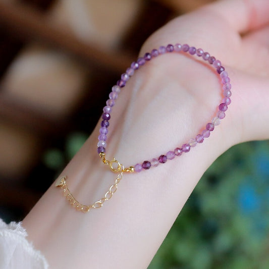 Lepidolite Beaded Healing Minimalist Dainty Purple Crystal Women Boho Bracelet