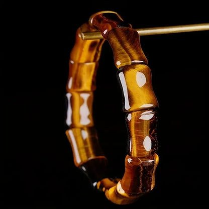 Natural Tiger's Eye Handmade Bamboo Shaped Healing Strength Unisex Bracelet Gift