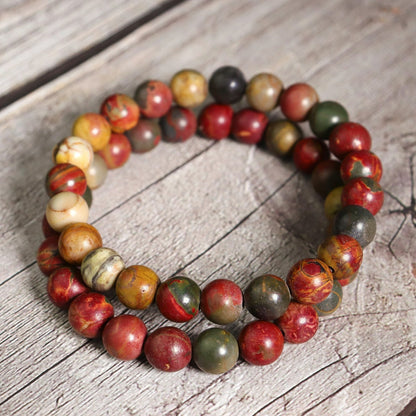 Natural Crystal Gemstone Beads Picasso Jasper 8mm Beads Healing Calming Bracelet