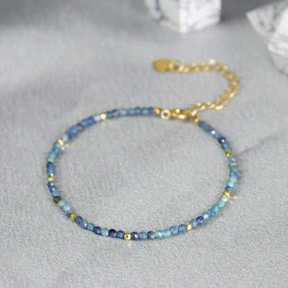 Blue Tourmaline Subtle Gemstone Crystal Healing Calming Bracelet for Women Gift