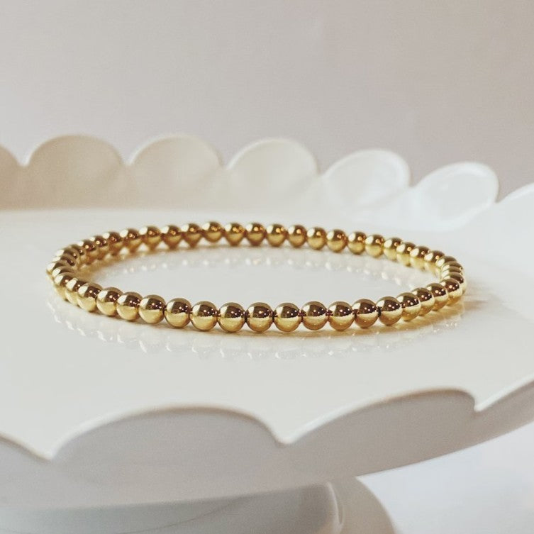 Gold Filled 5mm Round Beads Beaded Bracelet Layering Minimalist Women Bracelet