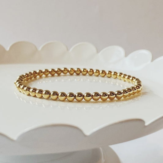 Gold Filled 5mm Round Beads Beaded Bracelet Layering Minimalist Women Bracelet