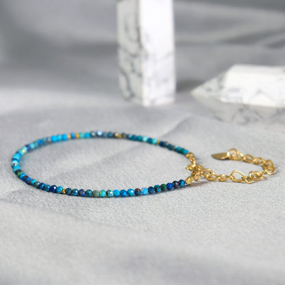 Blue Tourmaline 2mm Gemstone Beads Minimalist Healing Reiki Women Bracelet Gifts