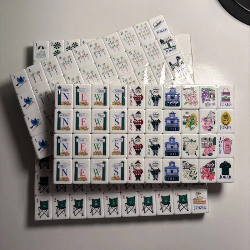 Engraved American Mahjong Tiles 160 wood grain Masters Golf tiles, Mat, Dice Bag