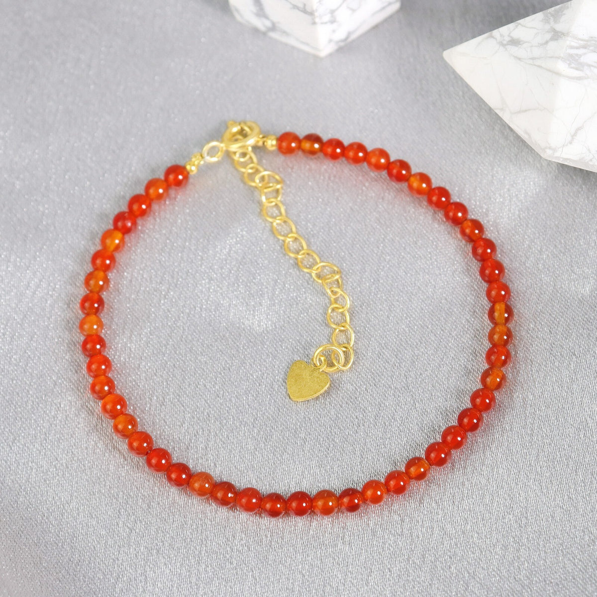 Carnelian 3mm Beaded Healing Minimalist Dainty Women Courage Confident Bracelet