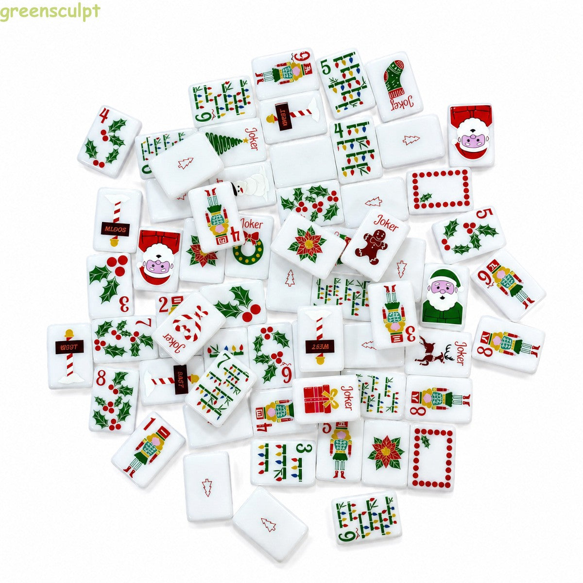 Christmas Themed Acrylic American Mahjong Set, 160 Tiles + Free storage Bag