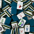 Engraved American Mahjong Tiles  set , Deep Blue GatzB 160 tiles