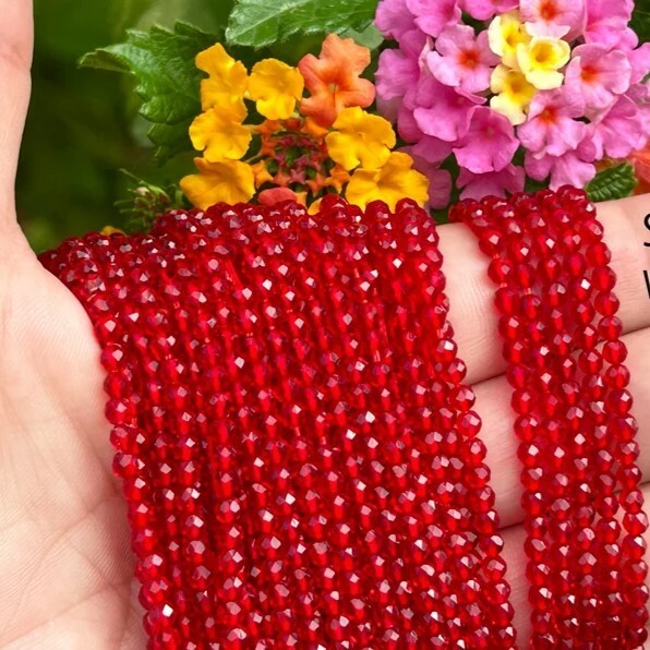 Red Spinel Beaded Choker 2mm Beads Crystal Dainty Healing Women Boho Necklace