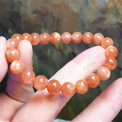 Orange Moonstone Natural Sunstone 7mm Beads Healing Balance Reiki Women Bracelet