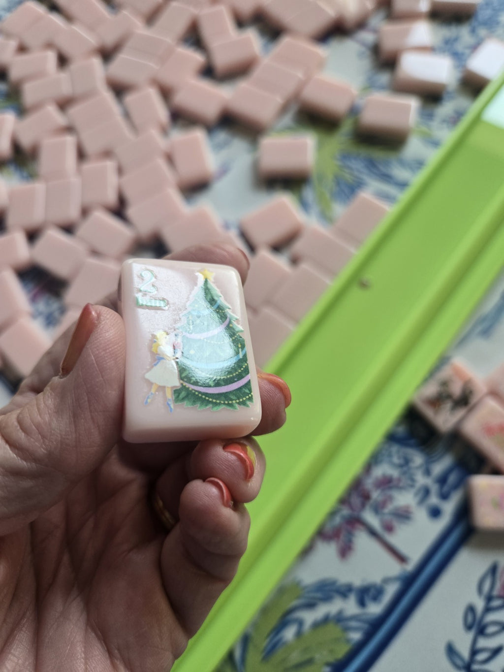 Embossed American Mahjong Tiles  set 160 tiles lux pink ballet Christmas