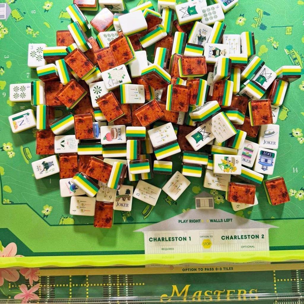 Engraved American Mahjong Tiles 160 wood grain Masters Golf tiles, Mat, Dice Bag