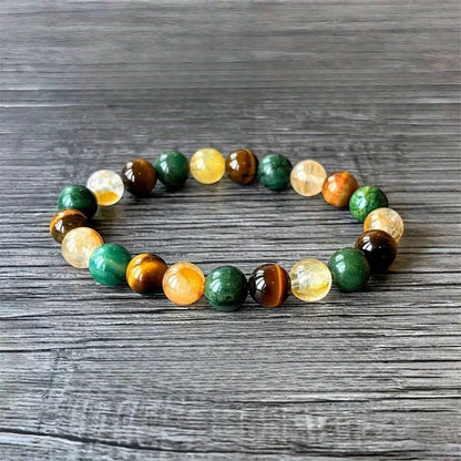 Tiger Eye Green Aventurine Citrine Beads 8mm Stretch Lucky Healing Bracelet Gift