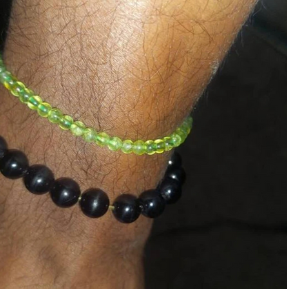 Natural Peridot 4mm Beaded Healing Women Men Green Crystal Bracelet Xmas Gifts