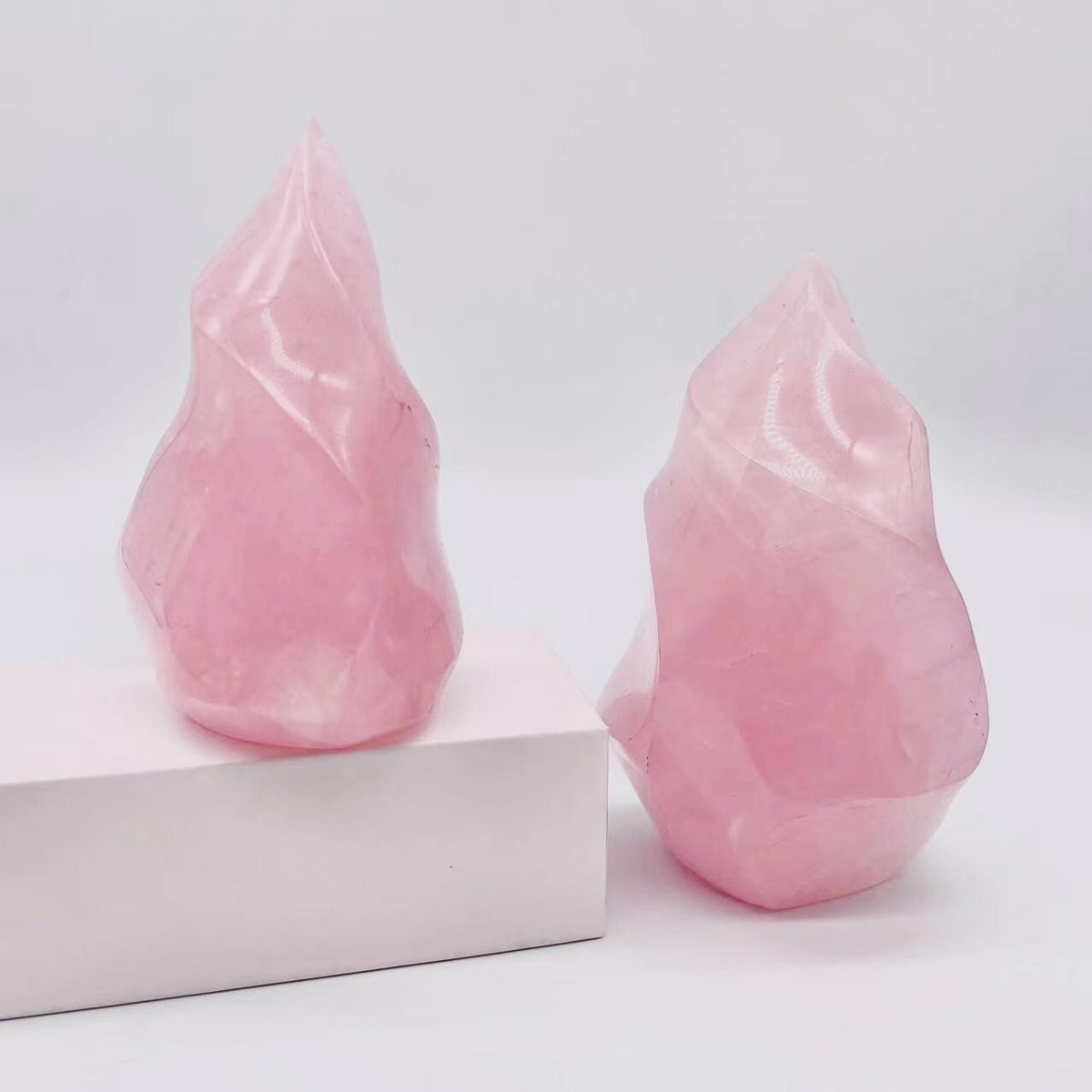 Natural Rose Quartz Flame Tower Polished Crystal Flame Home Decor Crystal Gifts