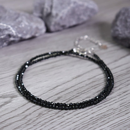 Black Tourmaline 2mm Beaded Choker Healing Minimalist Women Crystal Necklace