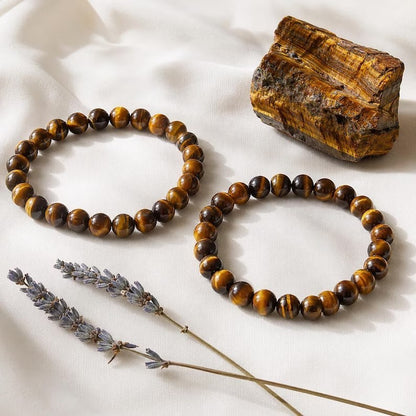 4Pcs Tiger Eye 8mm Beads Gemstone Healing Stacking Women Bracelet Christmas Gift