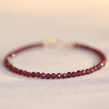 Natural Red Garnet Beads Healing Emotional Balance Women Dainty Crystal Bracelet