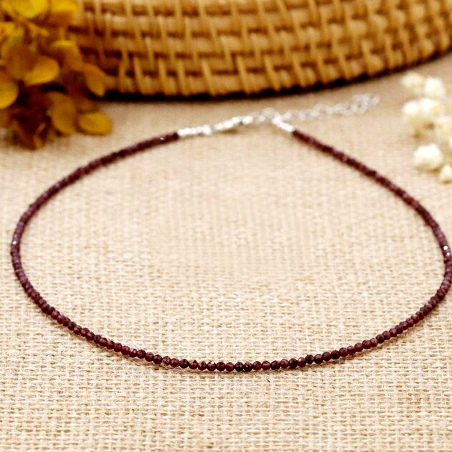 Red Garnet Beaded Choker Healing Dainty Women Crystal Summer Boho Necklace Gift