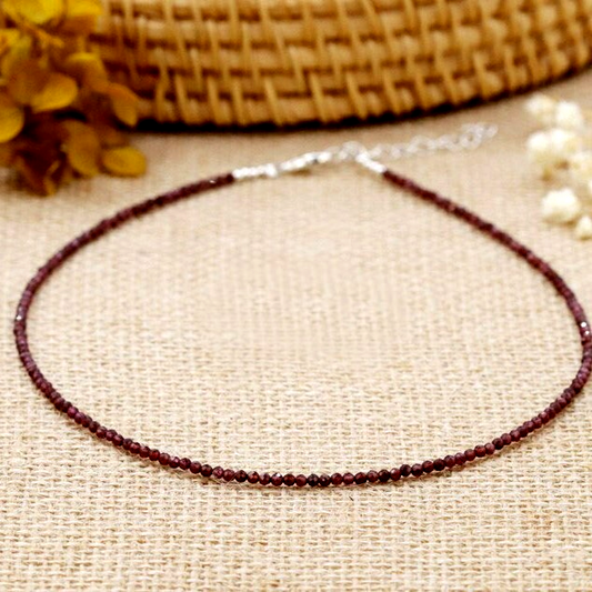 Red Garnet Beaded Choker Healing Dainty Women Crystal Summer Boho Necklace Gift