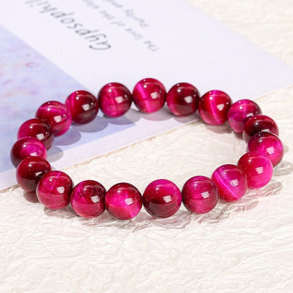 Pink Tiger Eye 8mm Round Beaded Healing Balance Luck Gemstone Stretch Bracelet