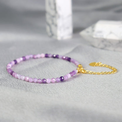 Lepidolite Beaded Healing Minimalist Dainty Purple Crystal Women Boho Bracelet
