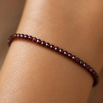 Natural Red Garnet Beads Healing Emotional Balance Women Dainty Crystal Bracelet