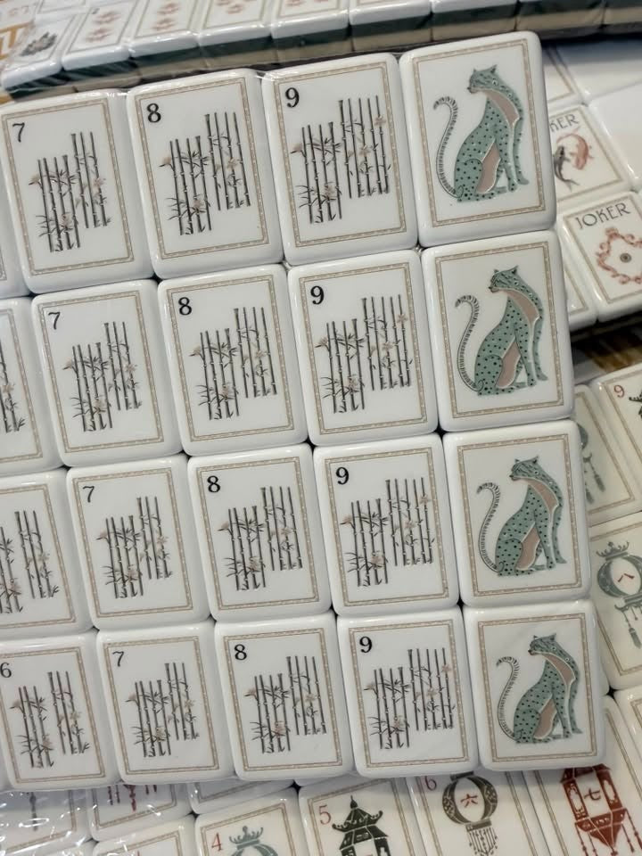 Engraved American Mahjong Tiles  set ,160 Mediterranean with Tortoise Shell