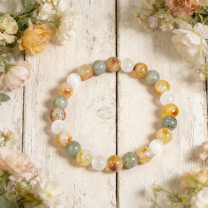 Citrine Selenite Labradorite 8mm Beads Healing Empath Protection Women Bracelet