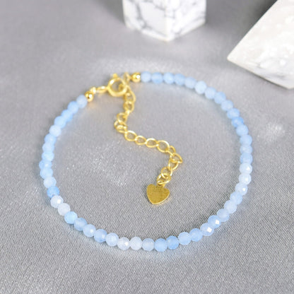 Aquamarine Beads Healing Women Dainty Minimalist Bracelet March Birthstone Gifts