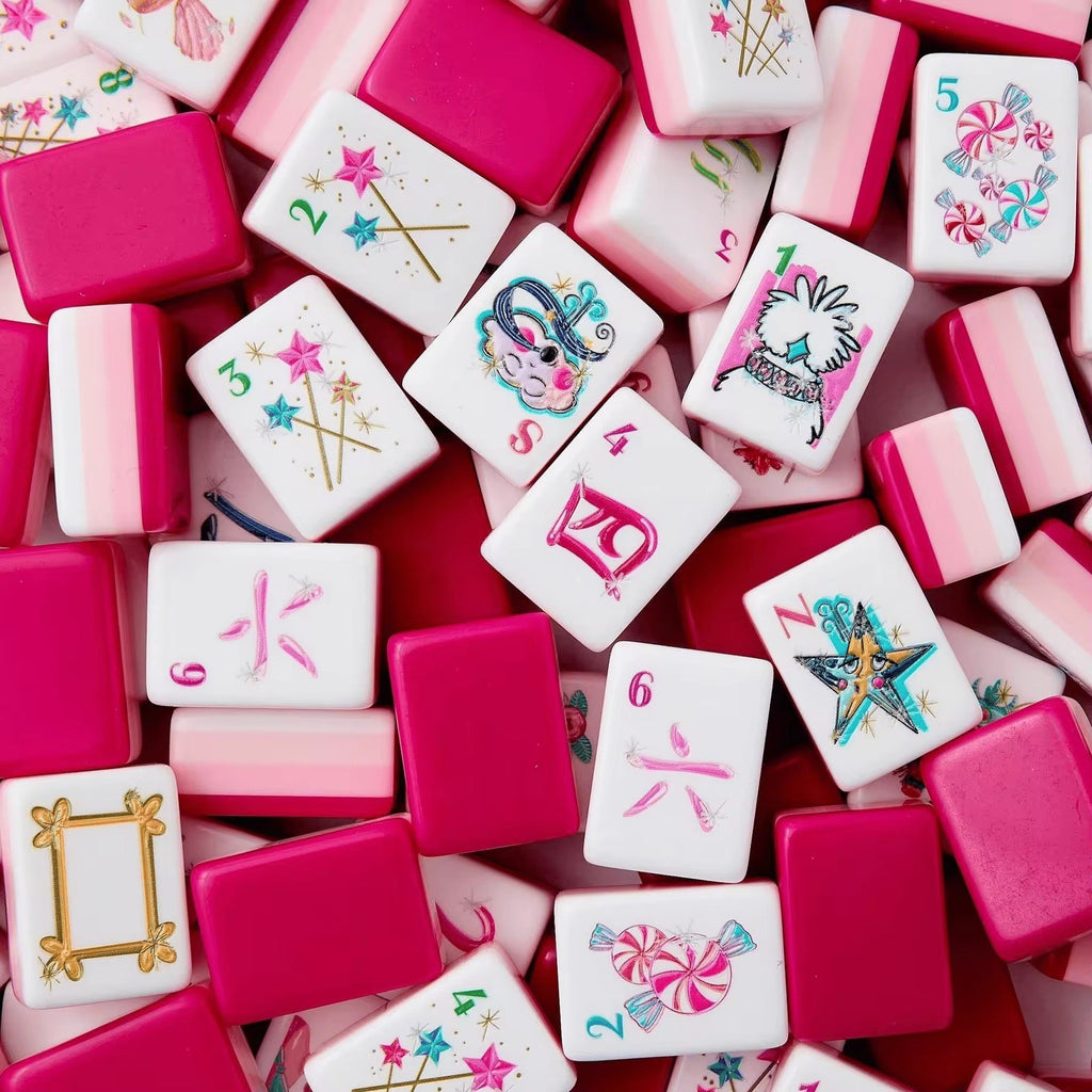 Engraved American Mahjong Tiles  set . Glitter themed acrylic engraved