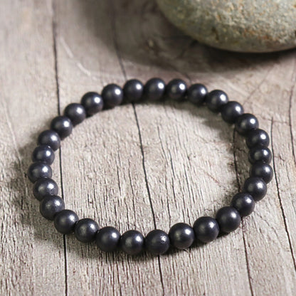 Natural Shungite 6mm Beads Healing Women Men EMF Protection Bracelet Gift