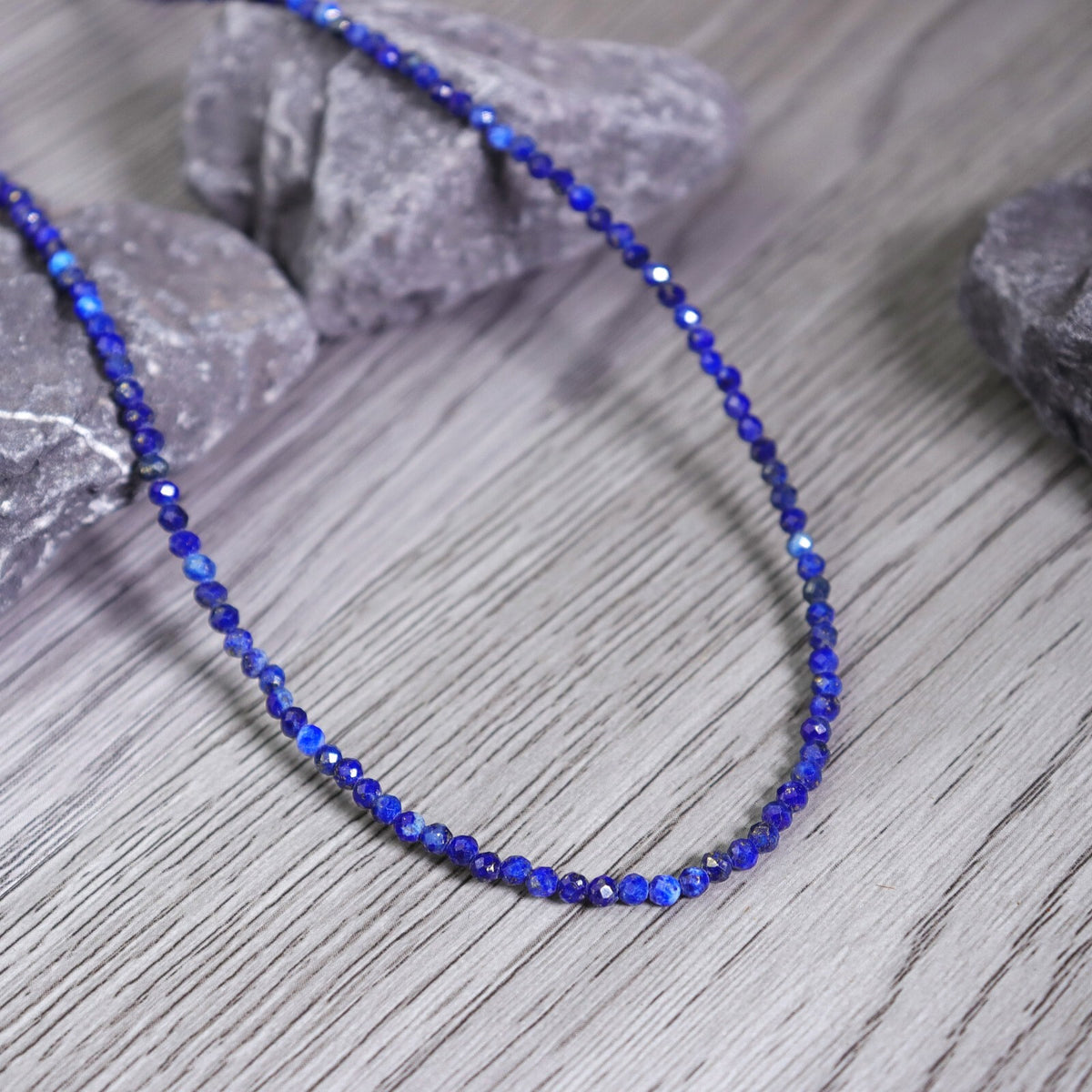 TINY LAPIS LAZULI NECKLACE 2MM • September birthstone • dainty layering necklace