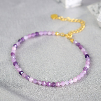 Lepidolite Beaded Healing Minimalist Dainty Purple Crystal Women Boho Bracelet