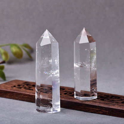 Natural Clear Quartz Healing Obelisk Crystal Wands Reiki Tower Point Decoration