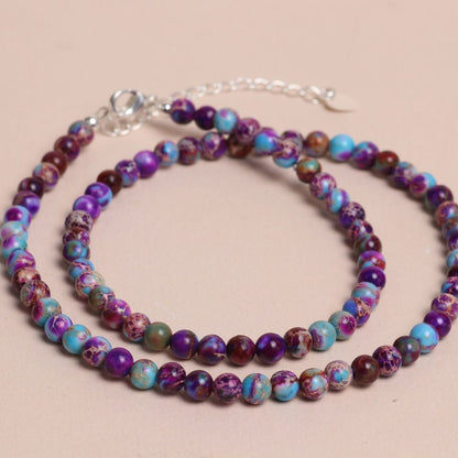 Boho Style Choker Galaxy Sea Sediment Jasper 3mm Beads Healing Reiki Necklace