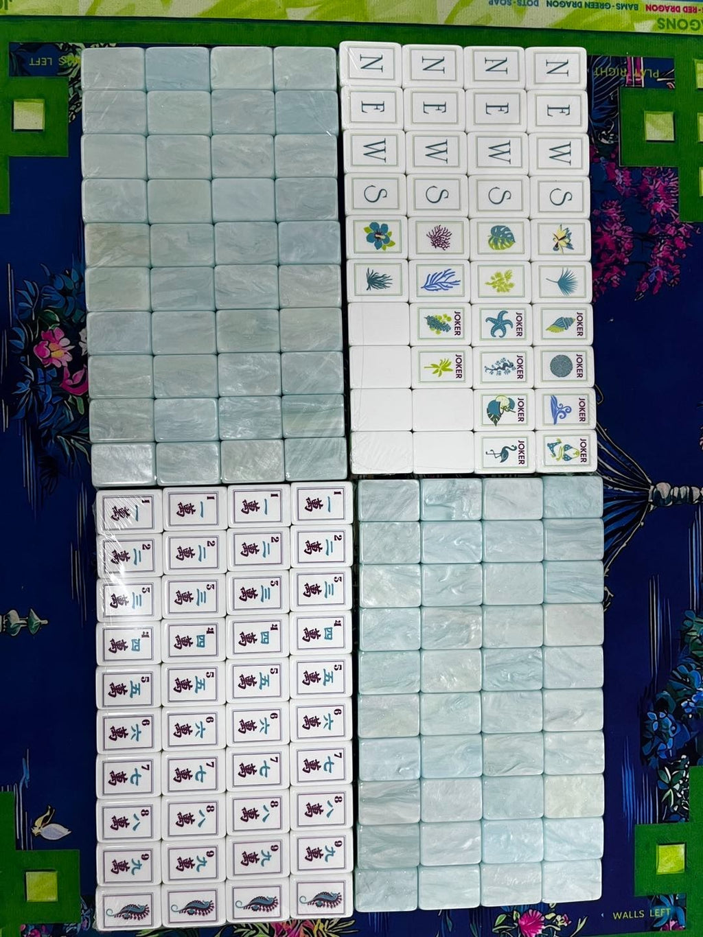Engraved American Mahjong Tiles  set ,160 Aqua Pearl Coast tiles watch video
