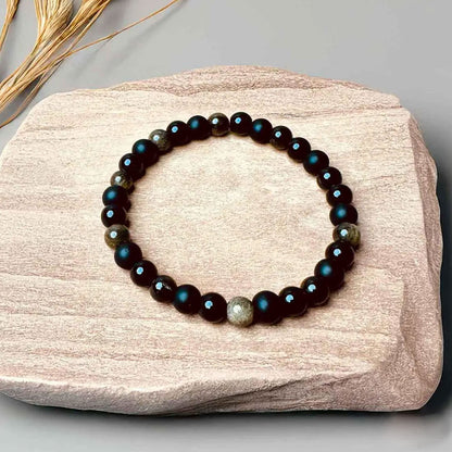 Obsidian Tourmaline Onyx Beaded Ultimate Triple Protection Healing Bracelet Gift