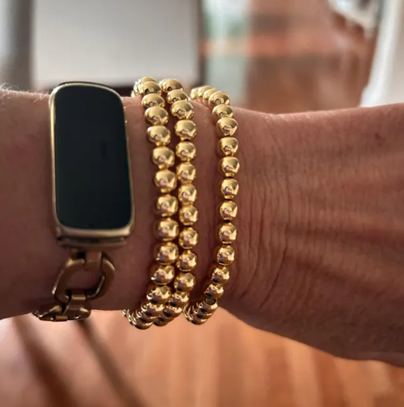 Gold Filled 5mm Round Beads Beaded Bracelet Layering Minimalist Women Bracelet