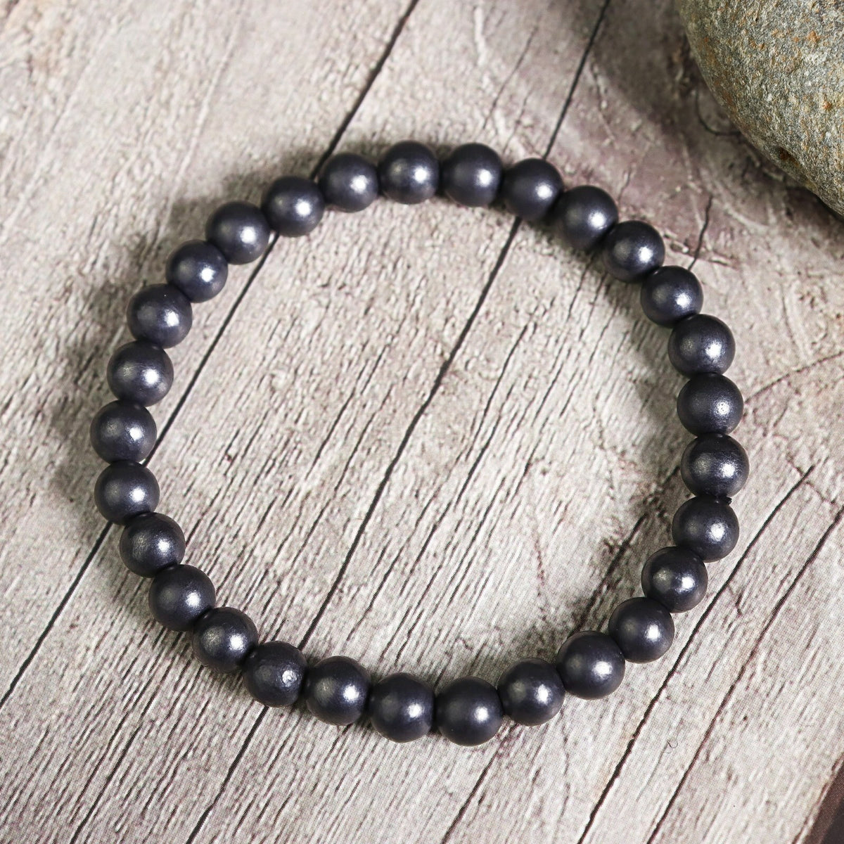 Natural Shungite 6mm Beads Healing Women Men EMF Protection Bracelet Gift