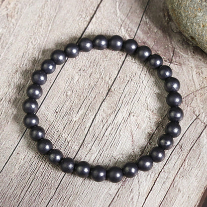 Natural Shungite 6mm Beads Healing Women Men EMF Protection Bracelet Gift