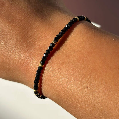 Handmade 4mm black spinel Bead Healing Reiki Amulet Dainty Women Bracelet Gift
