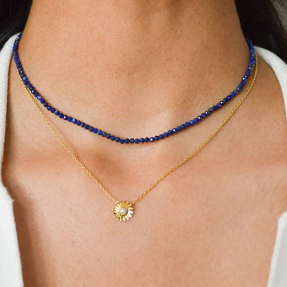 TINY LAPIS LAZULI NECKLACE 2MM • September birthstone • dainty layering necklace