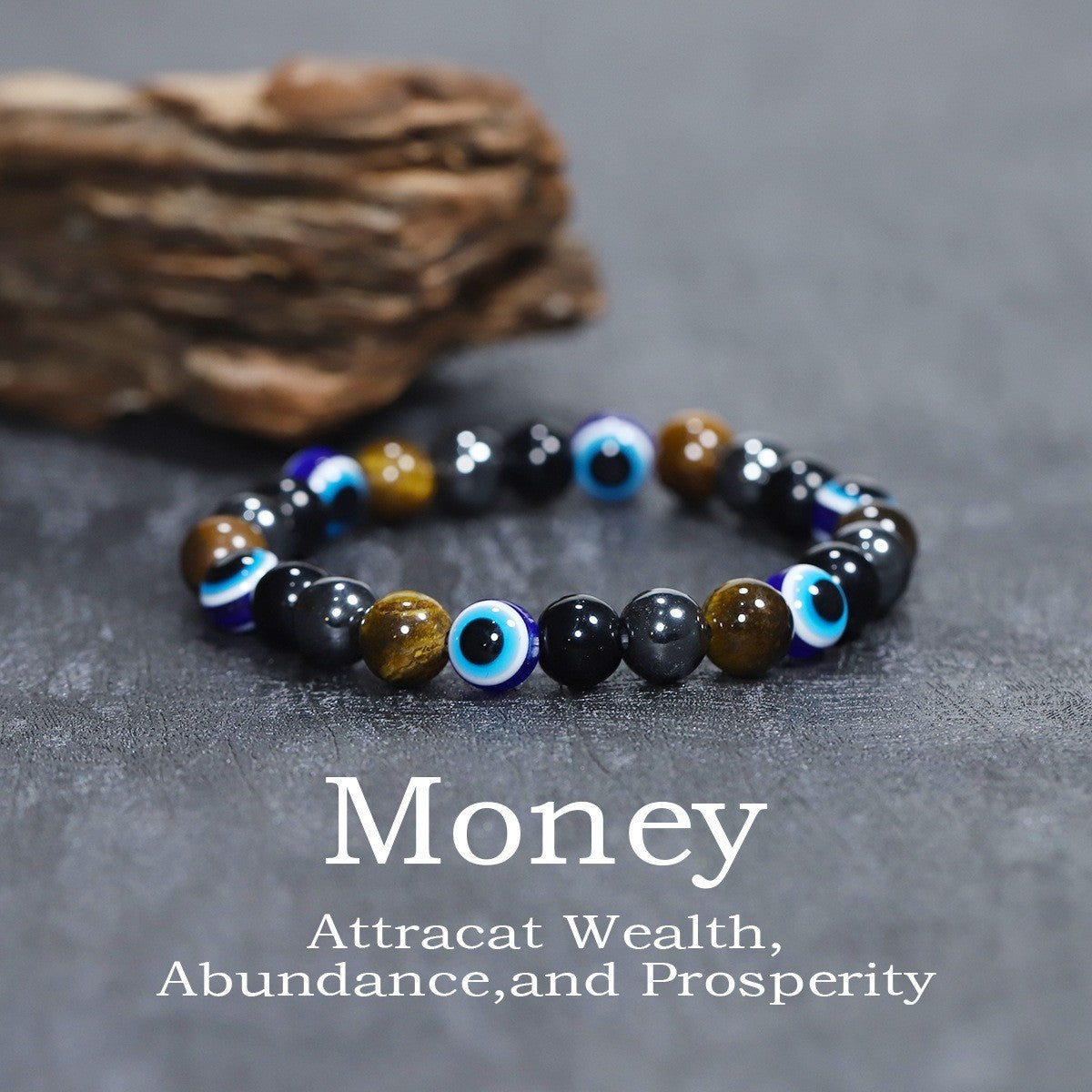 Evil Eye Triple Protection Stone Healing Wealth Attracts Abundance Bracelet GIft