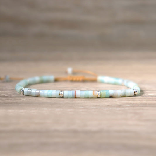 Amazonite Bead Healing Protection Stress Relief Dainty Minimalist Women Bracelet
