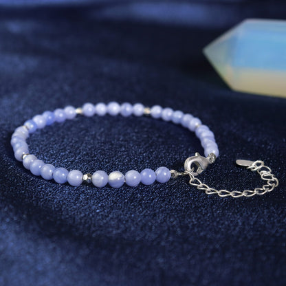Natural Crystal Blue Lace Agate Delicate Beads Healing Bracelet Gift for Women